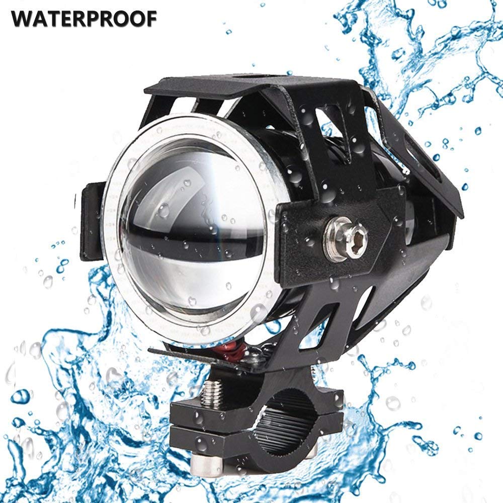 POCKETMAN Lot De 2 Phares Moto LED U7 Yeux D'Ange – 3 Modes DRL Fog Lamp – 3500K Bleu – Universel Moto Voiture ATV Bateau