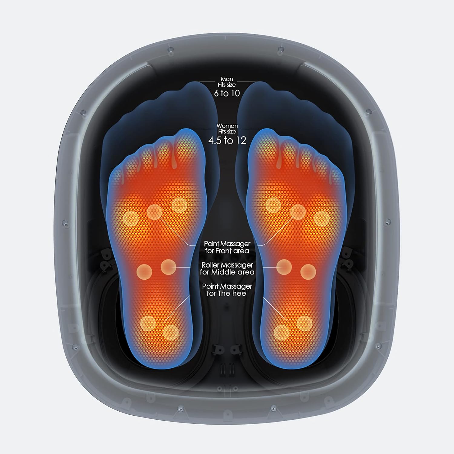 Foot Massager Machine with Heat, 5 Shiatsu Kneading Techniques Heated Foot Massager with Rolling, 3 Adjustable Intensity Air Bag, 360° Foot Warmers for Feet Pain Relief, Home Office Under Desk Use : Health & Household