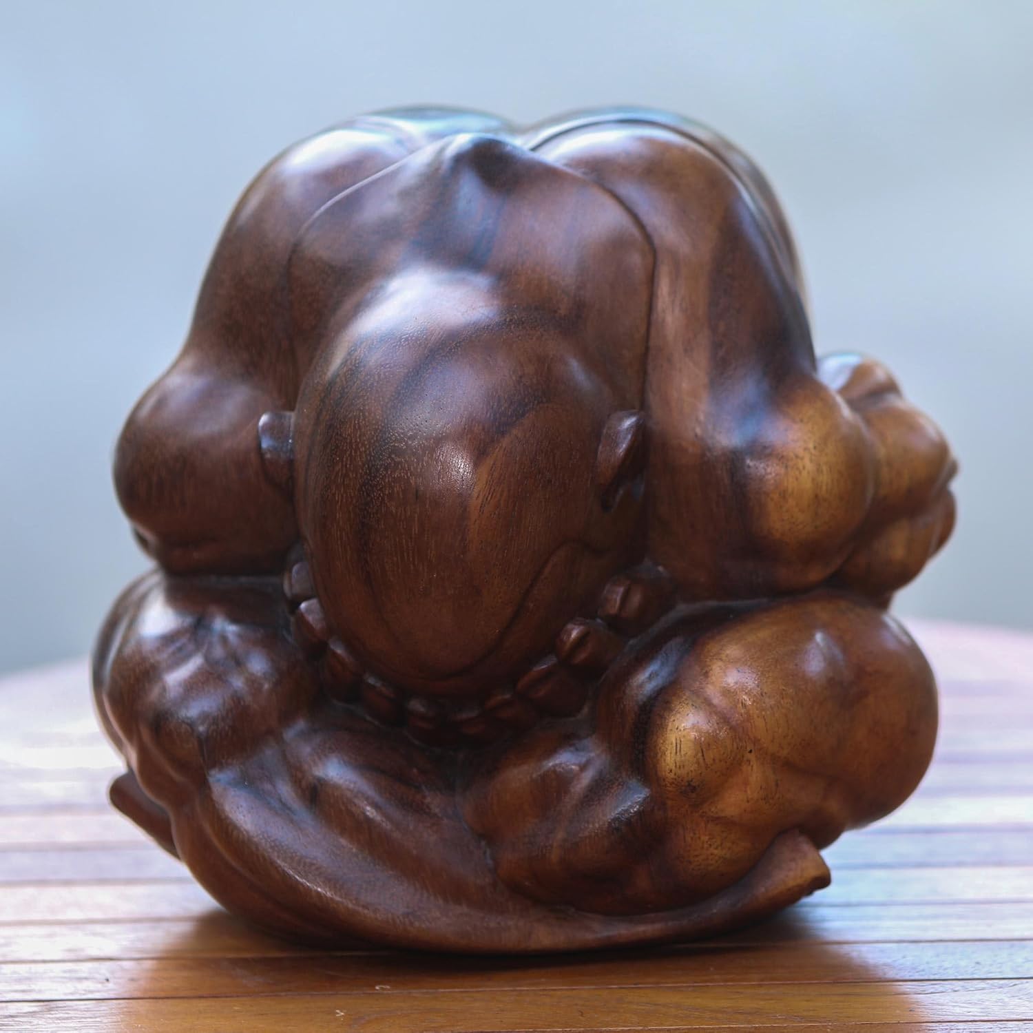 NOVICA Artisan Handcarved Wood Sculpture Suar Yogi in Bali Brown Indonesia Yoga People Portraits [7.5in H x 8.25in W x 7.75in D] ' Meditating Yogi' 7.5 in.