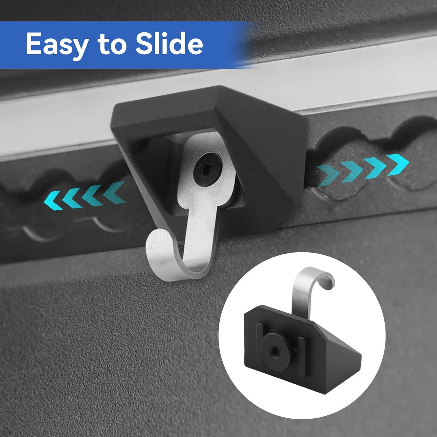 4PCS Heavy Duty Steel L Track Bed Rail Hooks Compatible with Cybertruck 2023 2024 OEM Style Tie Down Accessories for Truck Bed Upgrades with Hooks