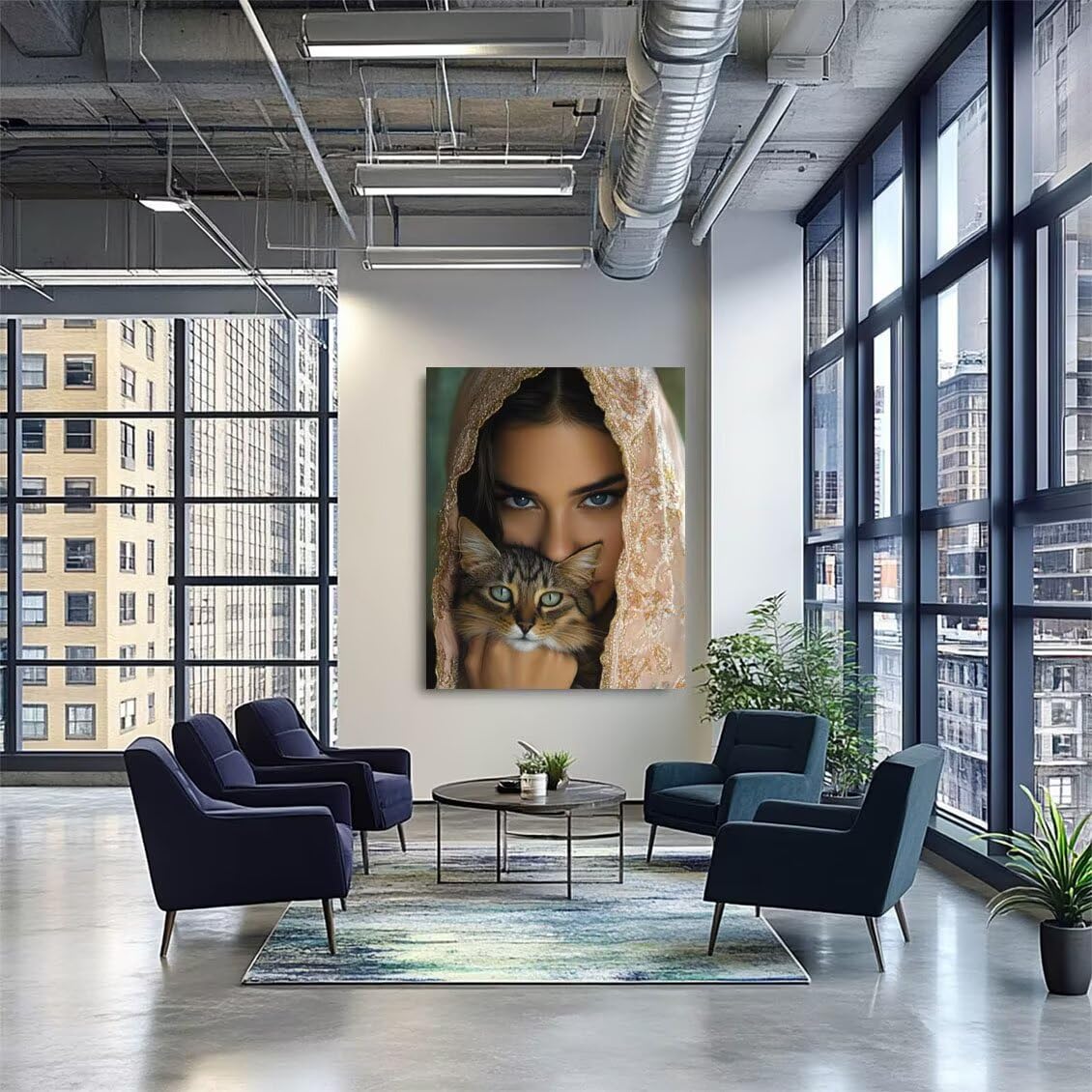 Kot Malowanie według numerów Dorosła kobieta Malowanie numerami Dzieci 100 x 135 cm, DIY Zestawy do malowania dla dorosłych z farbami akrylowymi Płótno do nowoczesnych obrazów Salon Dekoracje ścienne