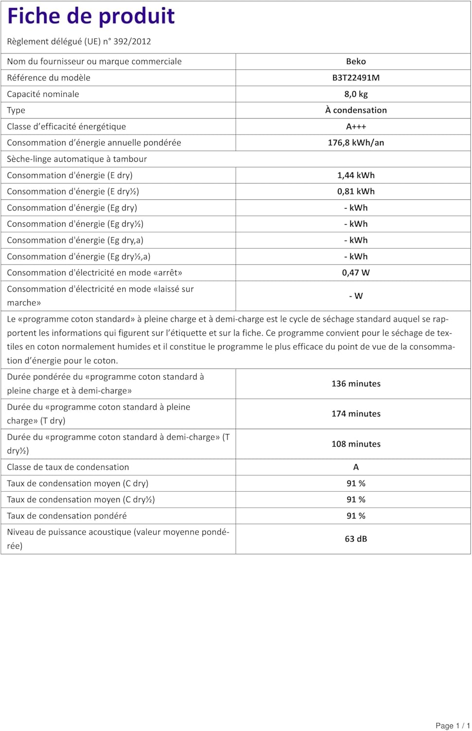 Beko B3T22491M Tumble Dryer Series B300, 8 kg, Front Load, Heat Pump Dryer, 15 Programmes, Sensor Drying, Steam Function, Silent Program, Suitable for Allergy Sufferers, Columnar, Manhattan Grey – Bild 11