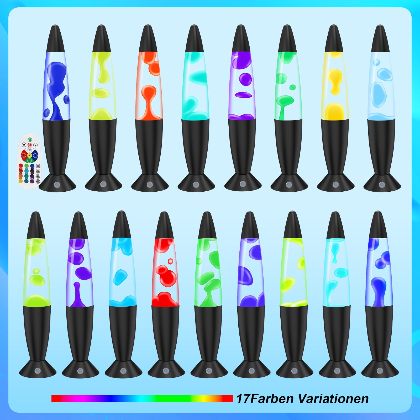 FBSPORT Lavalamp Lampada Lavalamp, 17 Colori RGBW e 4 Modalità di Cambiamento dell'Illuminazione, Lampada Rilassante per Camera da Letto e Soggiorno