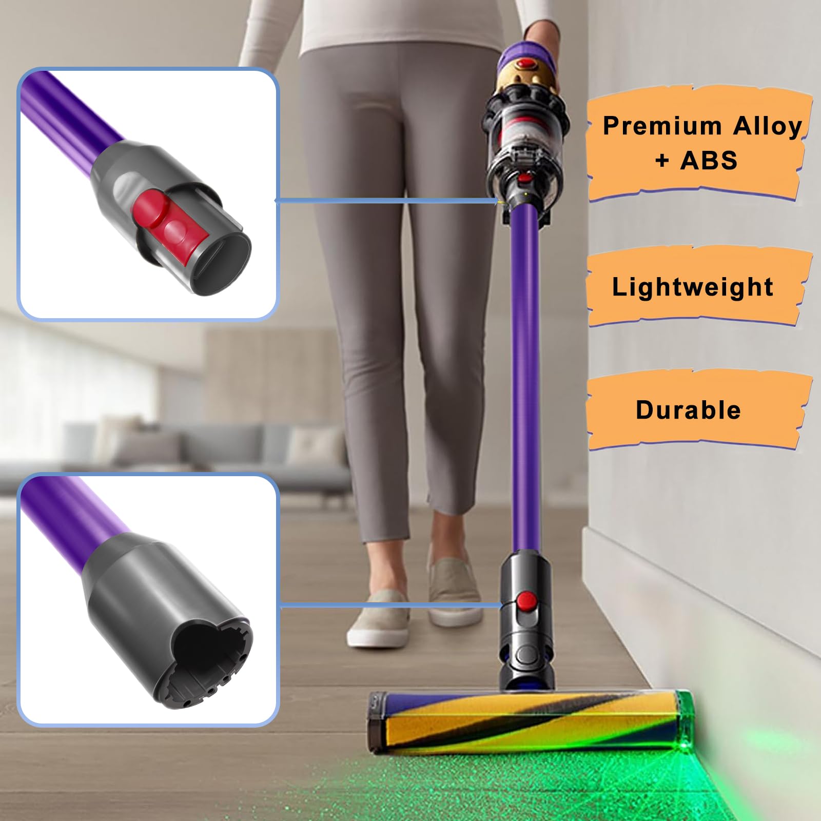 Tubo di Prolunga per Dyson V12 Slim Aspirapolvere, 74 CM, Viola, ABS Premium e Alluminio, Attacco Rapido di Ricambio