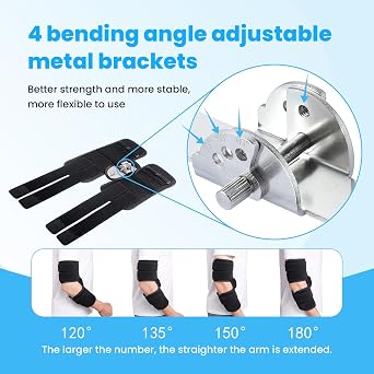 Cubital Tunnel Syndrome Elbow Brace, Ulnar Nerve Entrapment Splint, Elbow Immobilizer for Night Sleeping and Day Working, 4 Angles Adjustable, Fit Women & Men, Right & Left Arm - S