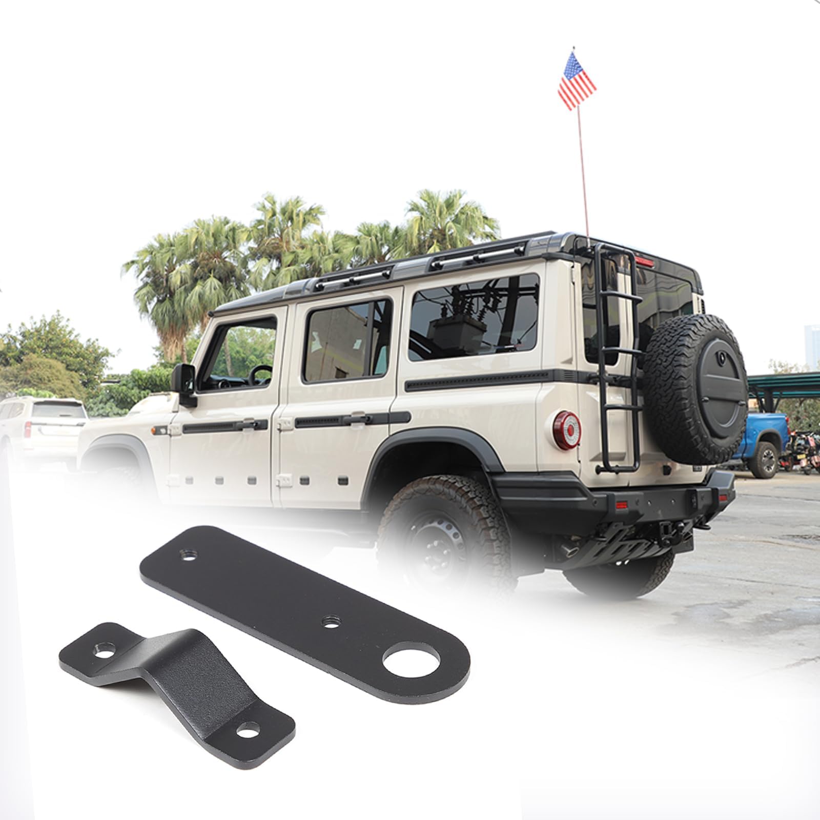 Car Antenna Mount Compatible with Ineos Grenadier 2020-2024 Rear Ladder Antenna Bracket Decorative Accessriose CC-198