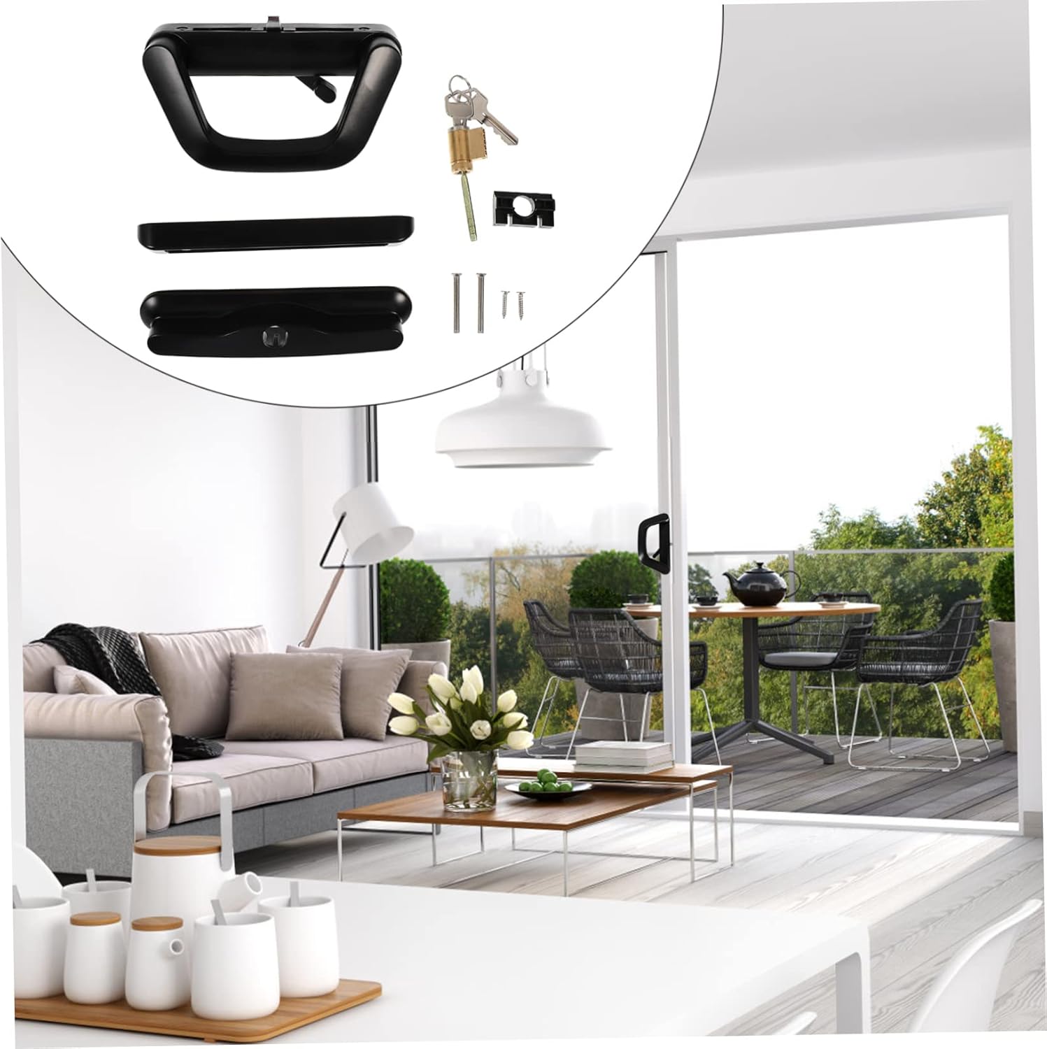 NUOBESTY 1Set Sliding Door Lock Zinc Alloy Glass Door Latch with Key Durable Single Side Door Lock for Kitchens Restaurants Bedrooms Easy Installation Use Practical Design