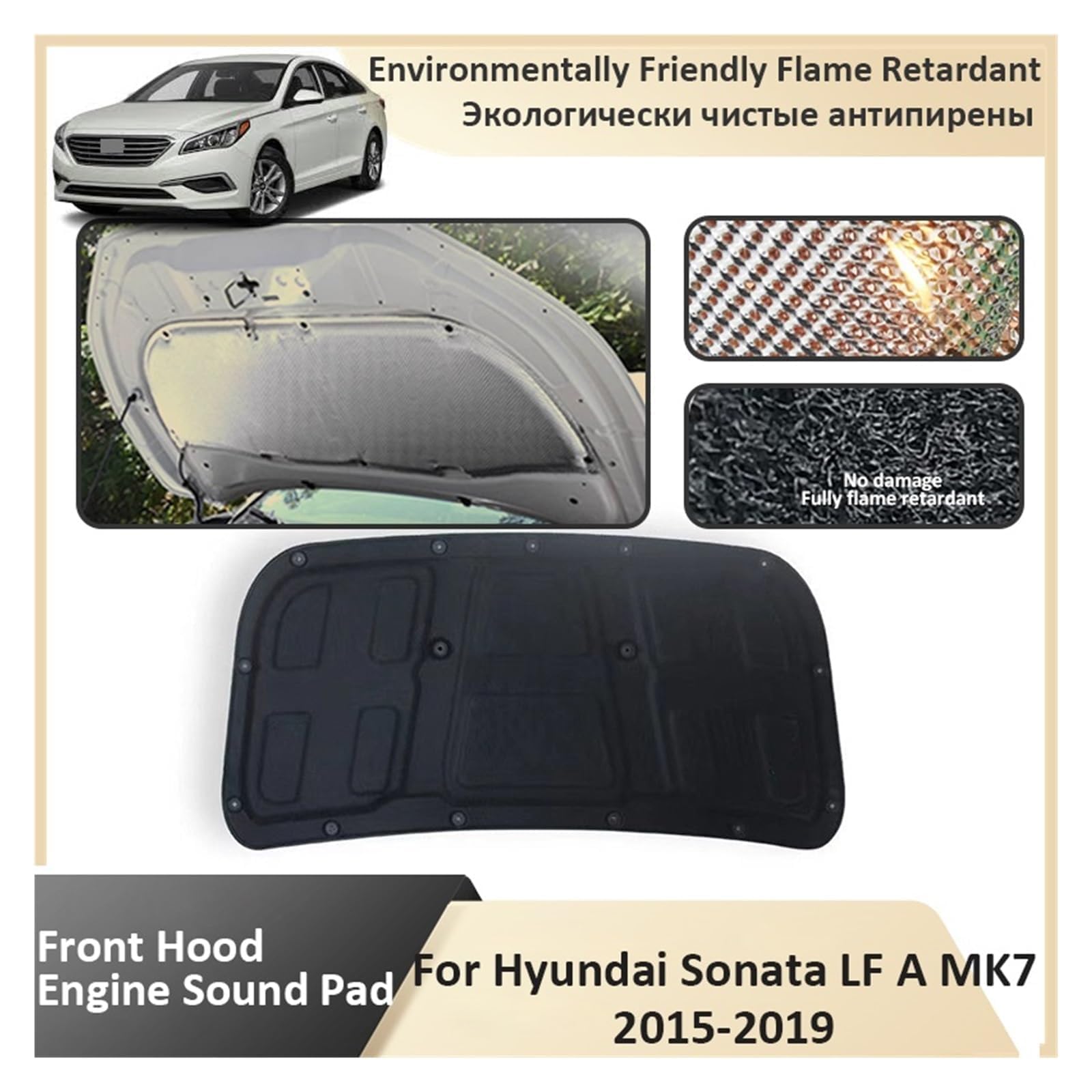 Cotone Isolante Acustico per Cofano Anteriore Auto per Hyundai Sonata LF A MK7 2015 2016 2017 2018 2019,Isolamento del Cofano del Cofano, Isolamento Acustico del vano Motore