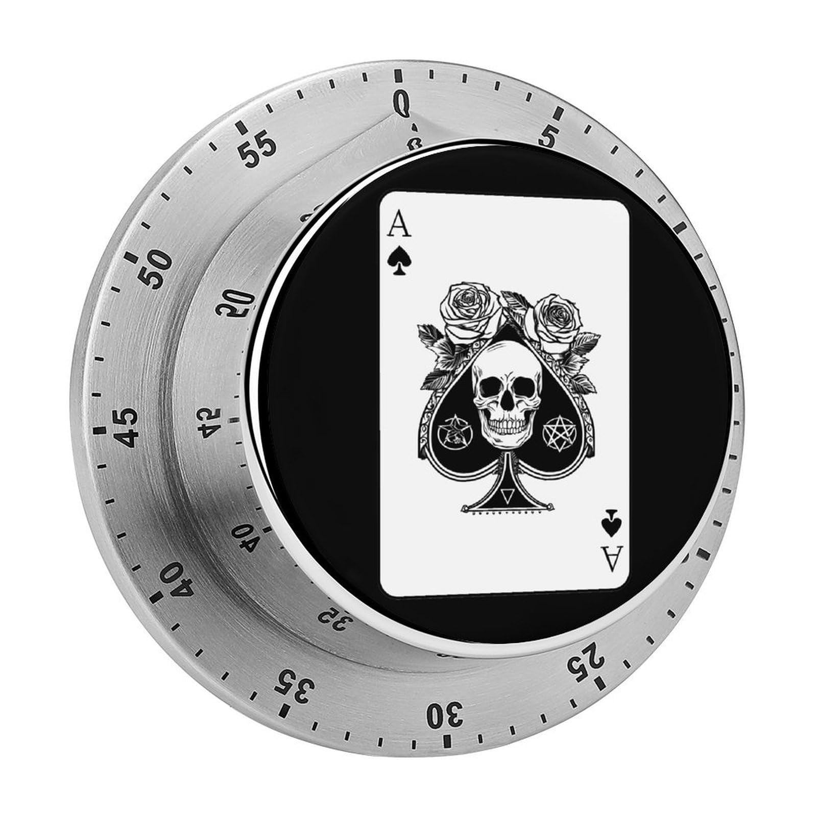 Poker Aced Skulls Mechanical Timer with Alarm for Kitchen Cooking Productivity Stainless Steel Timers