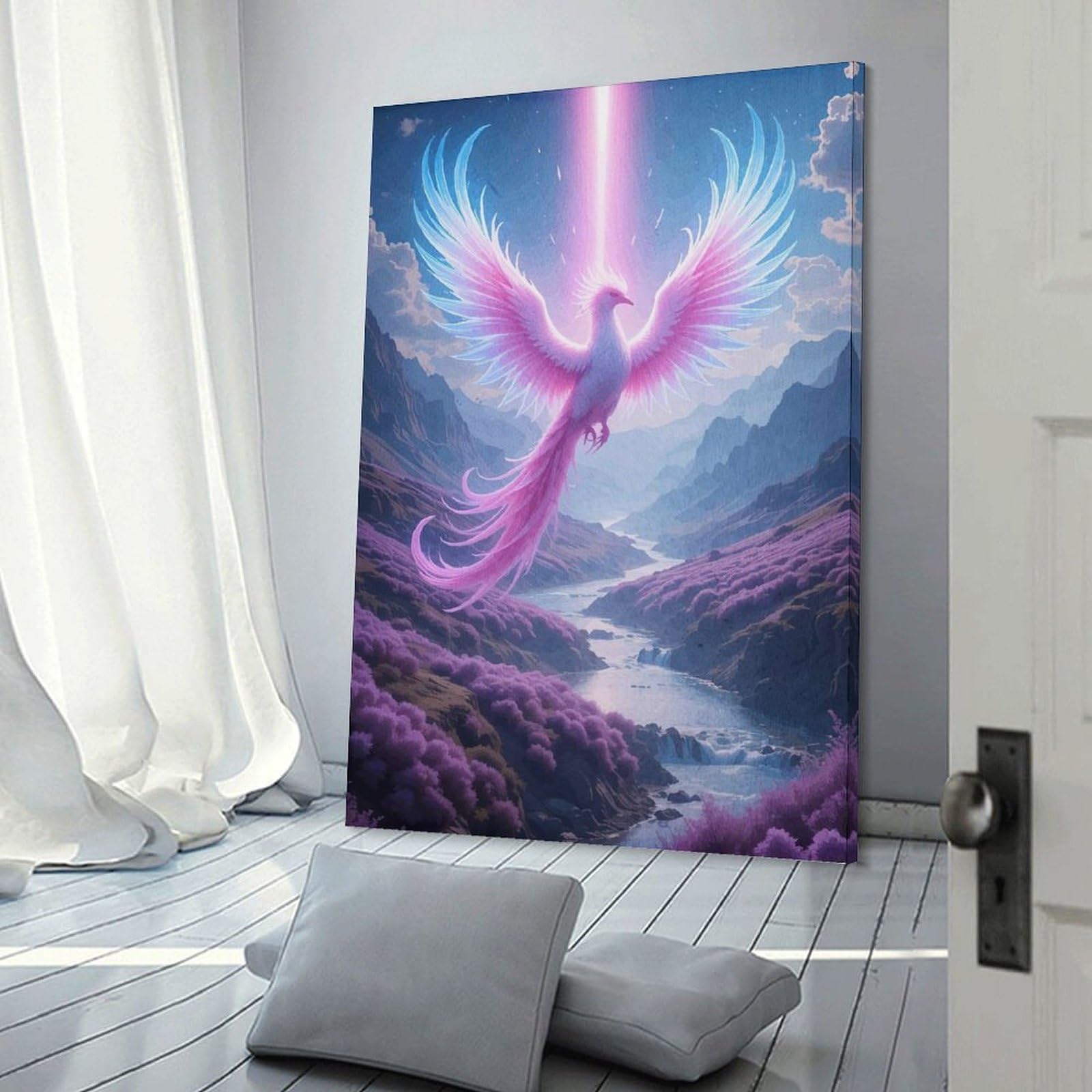 Junmoney Frame-Style-20-1 Phoenix Rising Lavender Valley Decorative Canvas Print, 20X30inch(50X75cm), For Gallery Wall Decor And Room Displays, Wall Decor Suited To Curated Displays