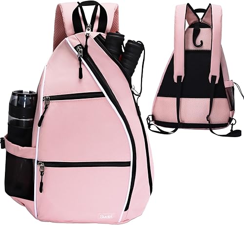 Vista 15 de Mochila de Pickleball Sucipi - Mochila de Pickleball para Hombres y Mujeres, Bolsa de Hombro Ajustable con Gancho para Cerca/Gran Capacidad/Bolsillo