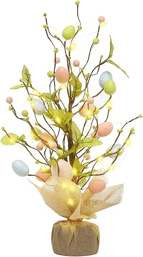 Miniatura 9 de RoseCraft Decoraciones de Pascua, árbol de Pascua artificial de 18 pulgadas preiluminado con adornos delicados, para decoración de fiesta en el