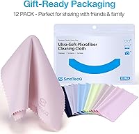 Vista 8 de SmoTecQ 12 Pack Microfiber Lens Cleaning Cloths – Ultra-Soft, Scratch-Free Eyeglass Cloths for Glasses, Screens & Cameras – 7×6 in, Assorted