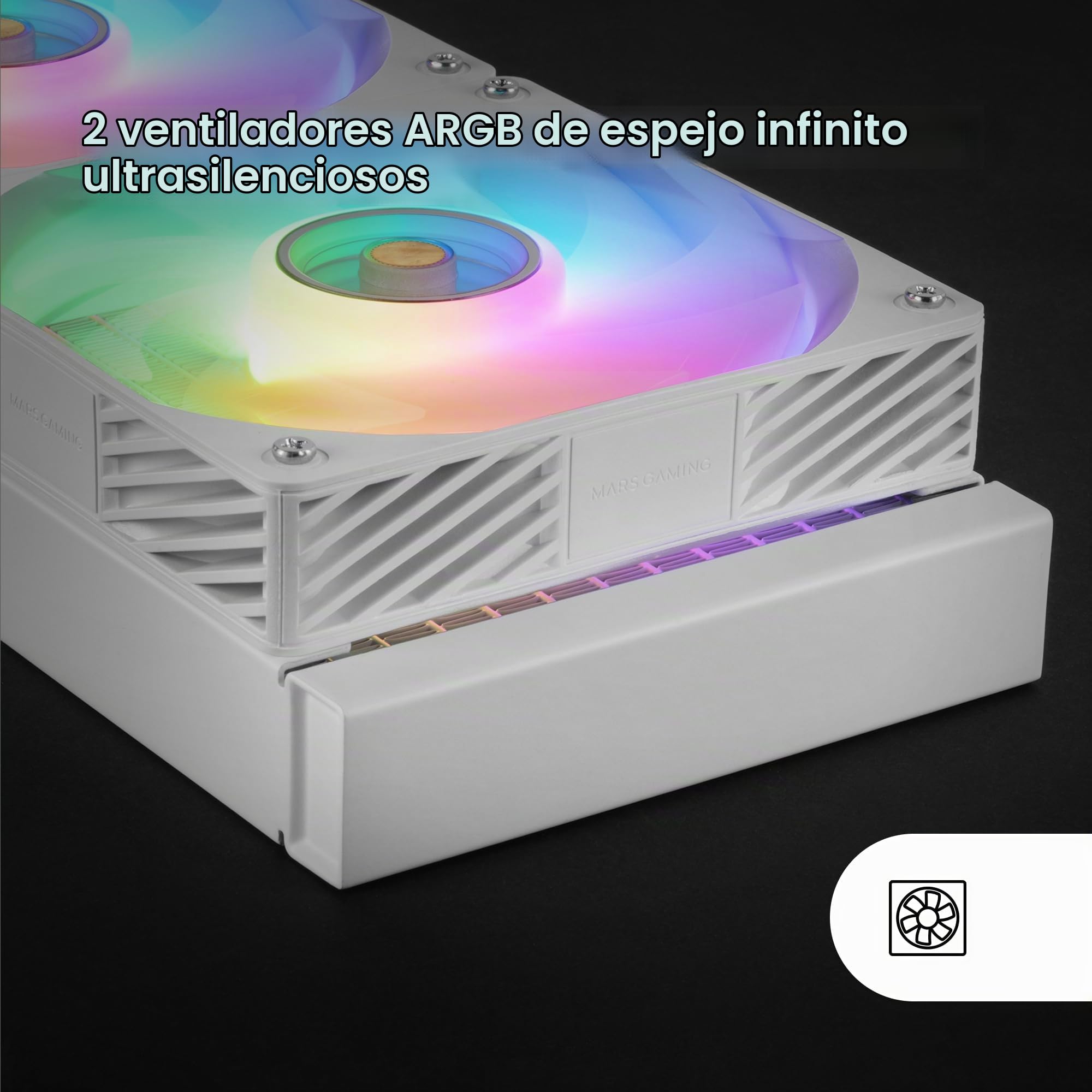 Mars Gaming ML-VISIONPRO240, Refrigeración Líquida AIO, TDP 500W, 2x Ventiladores ARGB 120mm FDB con Núcleo de Cobre y Aluminio, Pantalla LCD IPS 4” Extraíble y Magnética, Opti-Chamber 3rd Gen, Blanco