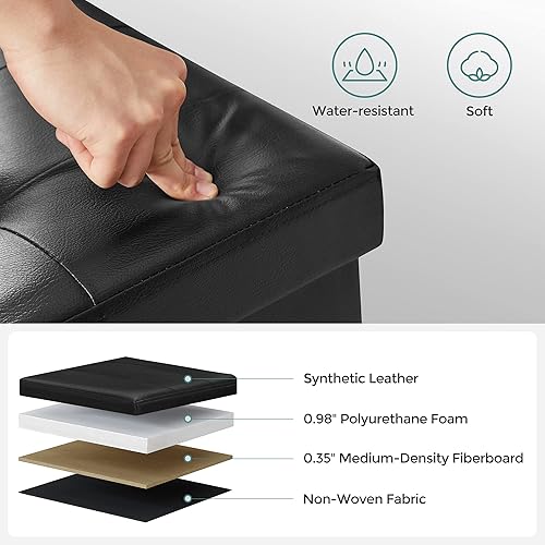 Miniatura 102 de SONGMICS MAZIE Collection - Banco otomano de almacenamiento de 30 pulgadas con tapa abatible, reposapiés de almacenamiento, carga de 660 libras,