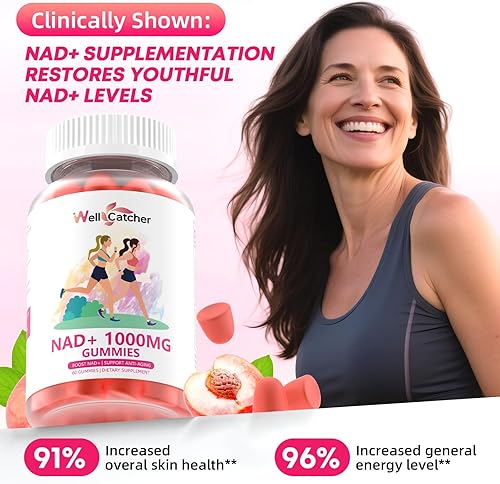Miniatura 4 de NAD+ - Suplemento de gomitas para mujeres de 1000 mg - Gomitas NAD Plus para hombres sin azúcar Vitamina B3 Niacinamida Pure Organic Boost NAD Nivel