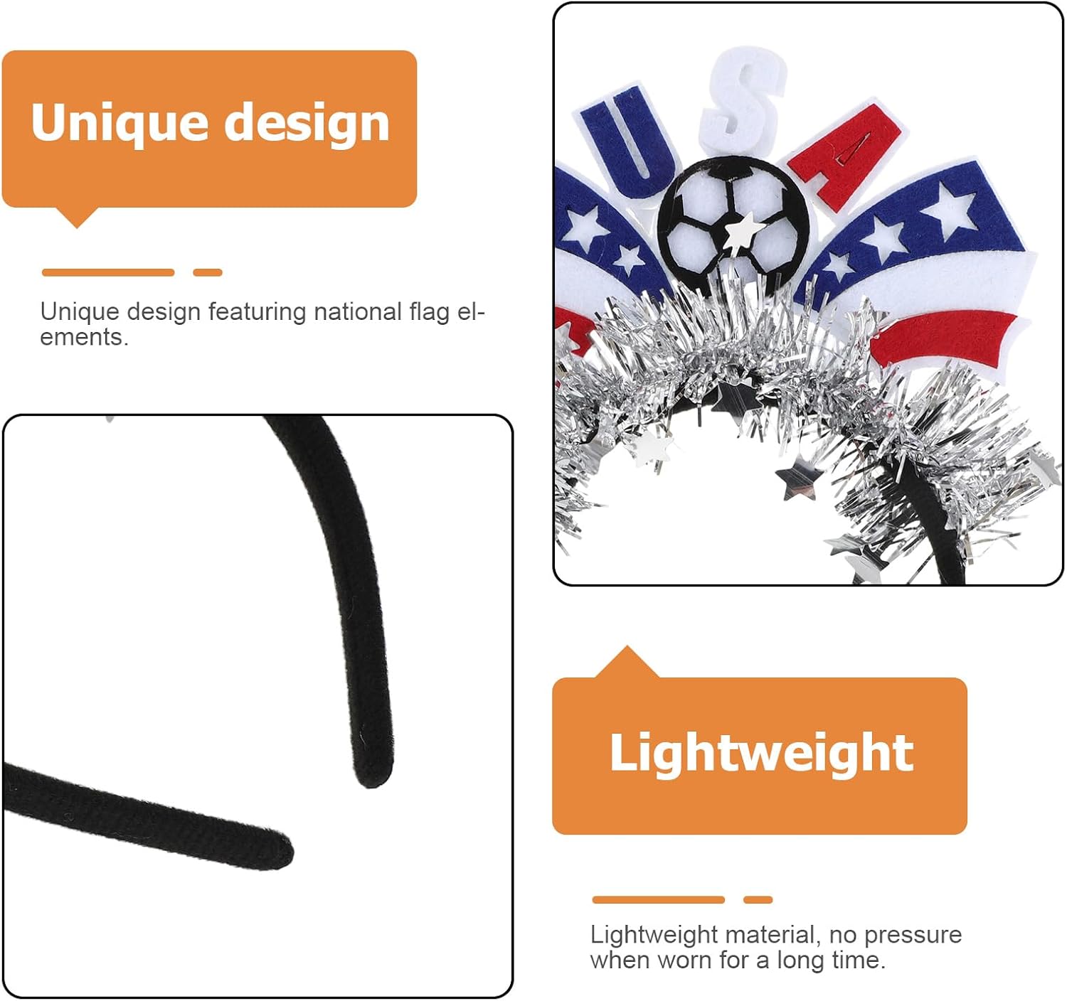 DOITOOL 4pcs USA Soccer Headbands Football Headband Set with National Flag Design, Elastic Sports Hairbands for Youth Boys, Soccer Accessories for Game Day and Team Cheering