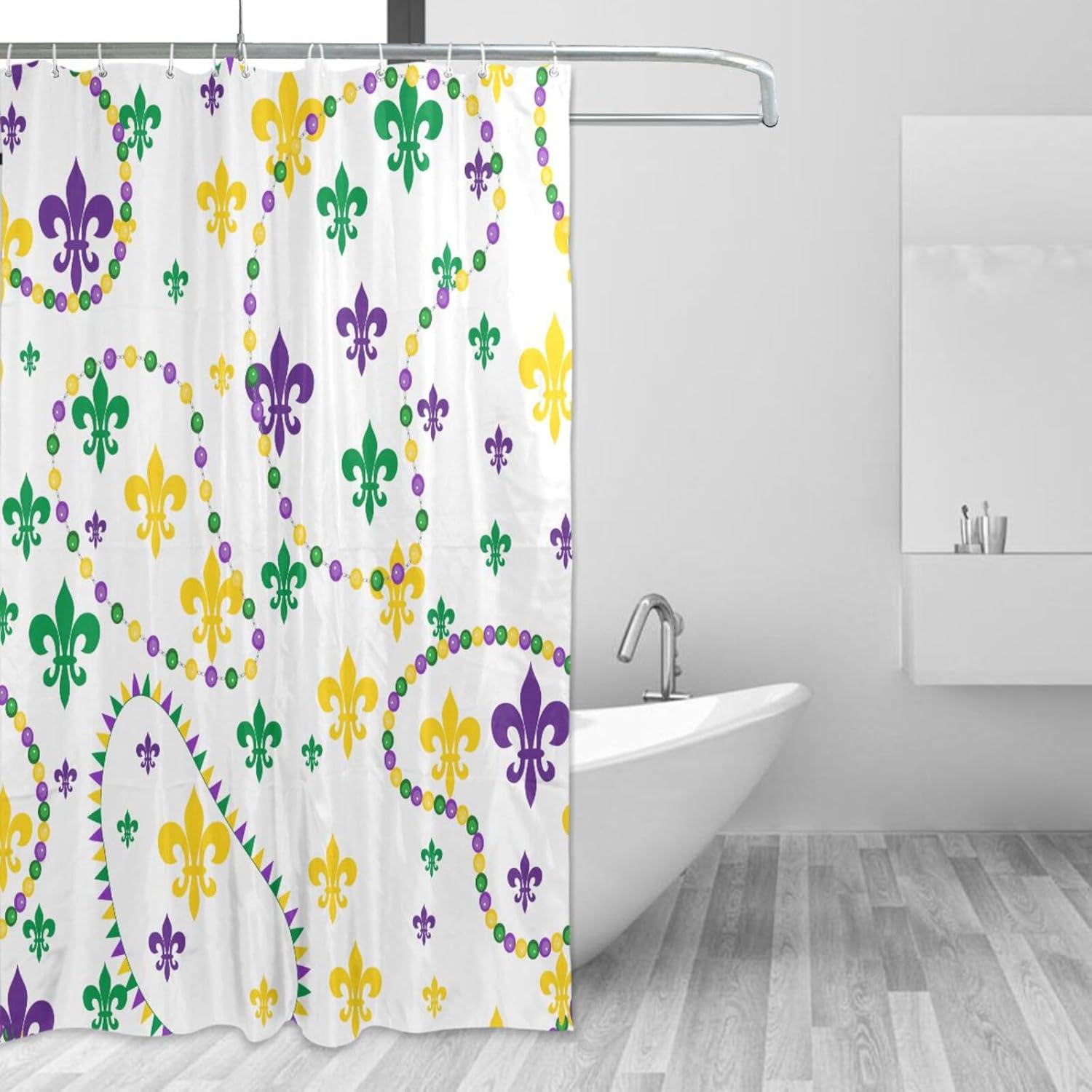Mardi Gras Texture Shower Curtain Waterproof Fabric Shower Curtain 60" W x 72" H Shower Curtain Set with Hooks for Bathroom Decor, Machine Washable