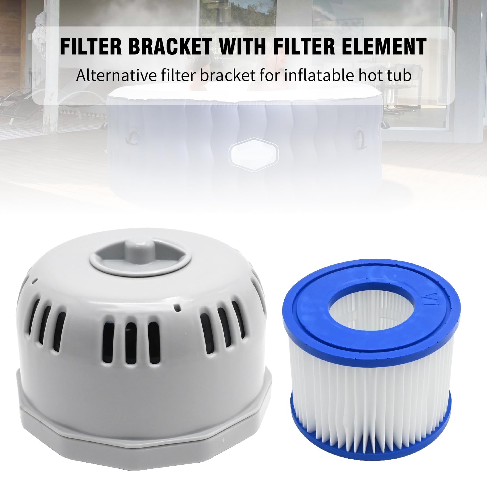 VIKKSAER P6653 P05343 Filter Holder w/Hot Tub Cartridge, Replacement for Hot Tub Parts Filter Cartridge Holder 54123 54112 54148 54113 54129 54144 54129 Size VI