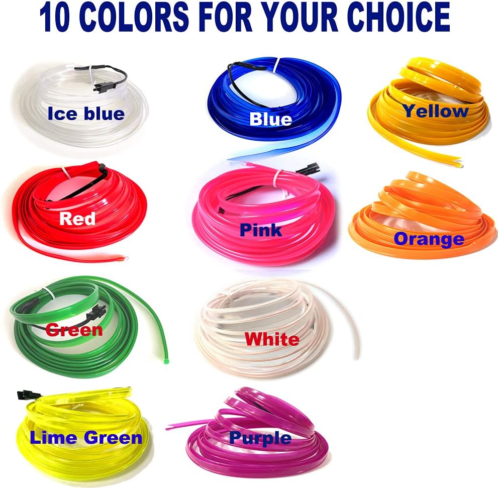 Buy Maxlaxer El Wire Blue Interior Car LED Strip Lights, 2M Neon Wire