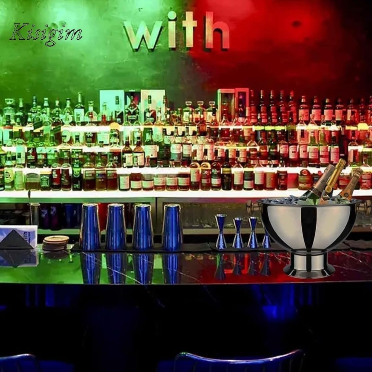 ステンレス製大型保冷ボウル シャンパン・ワインクーラー用 アイスコンテナーバケット 大容量仕様 ビール・スパークリングワイン・リキュ