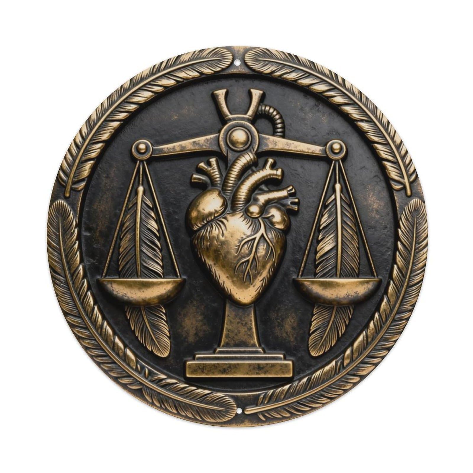 Egypt Weigh Heart Feather Metal Tin Sign Plaque