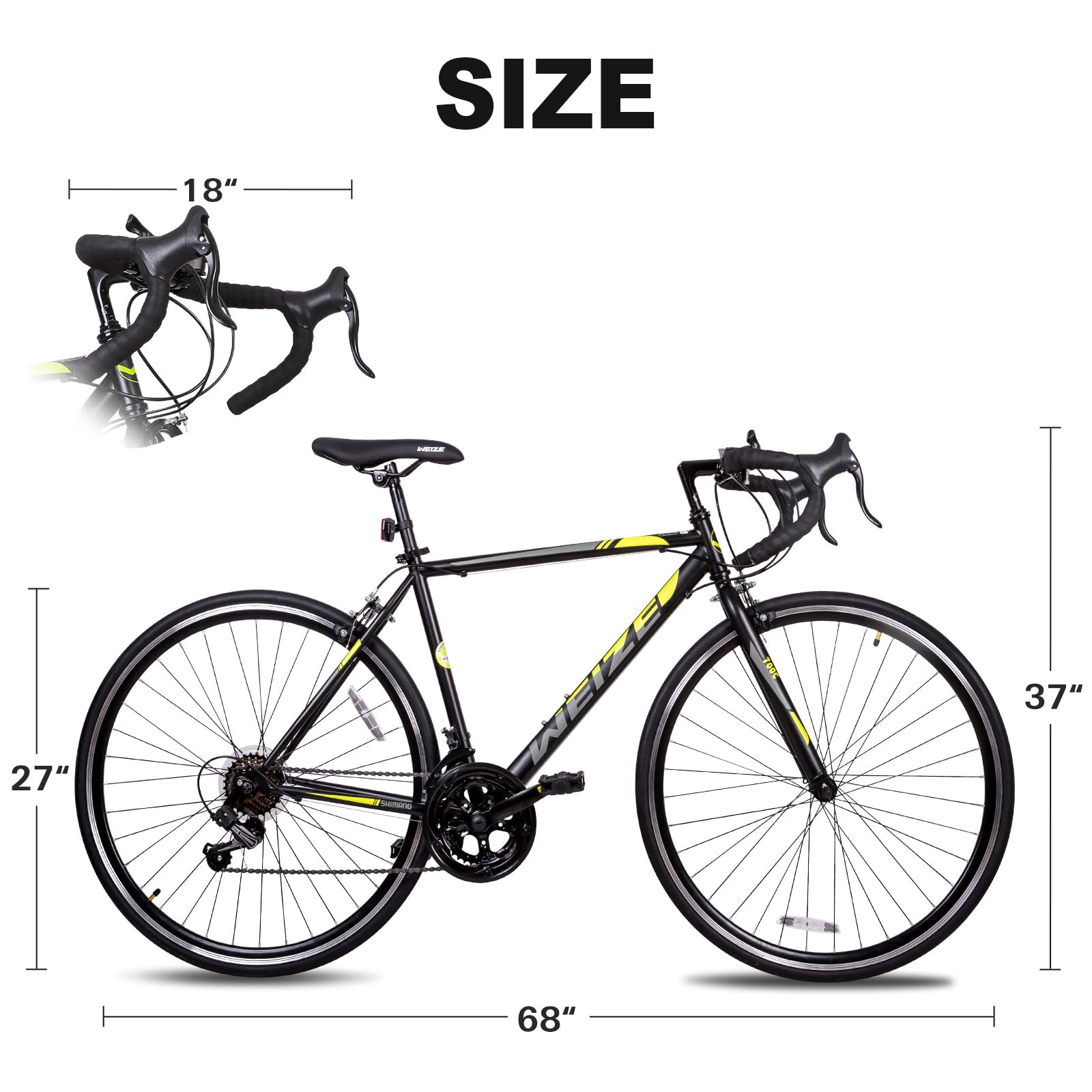 WEIZE Road Bike, 700C Wheel City Commuter Bicycle, 14 Speed Drop Bar, Racing Adult Bike with Caliper Brakes, High-Carbon Steel Hybrid Bikes, Urban Adult Bicycle for Men and Women