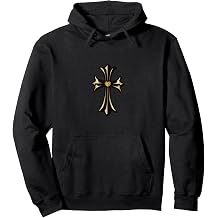 The Yellow Shine Heart Diamonds Gold Cross Pullover Hoodie