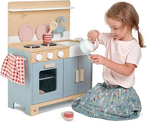 Miniatura 3 de Tender Leaf Toys - Cocina casera Mini Chef - Cocina de madera totalmente equipada con accesorios para cocinar simulación - Desarrolla habilidades