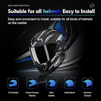LUVIN Helmet Bluetooth Headset, Motorcycle Intercom Front & Rear 2-Riders, IP65 Waterproof, 1000mAh, Motorbike Helmets Bluetooth Headphone Earbuds for Men Birthday Gifts (Black 2Pack)