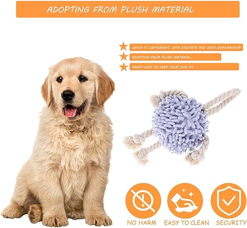 Miniatura 5 de POPETPOP Juguete de tirón para perros, juguete de entrenamiento para cachorros, juguete de cuerda de felpa para perros con sonido chirriante,