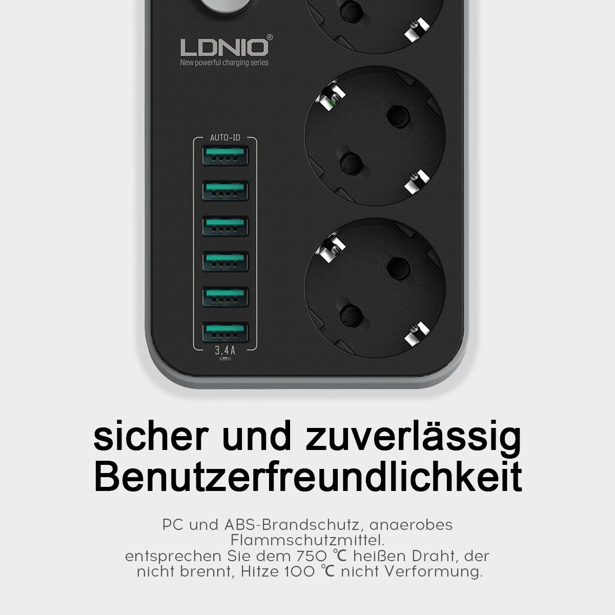 Ciabatta Con 6 Prese Multiple USB 3 Scomparti 2500W 17W 5V 3,4A Cavo 1 Con Presa Interruttore Protetta Da Sovraccarico Ymyny 87927058 - Foto 9