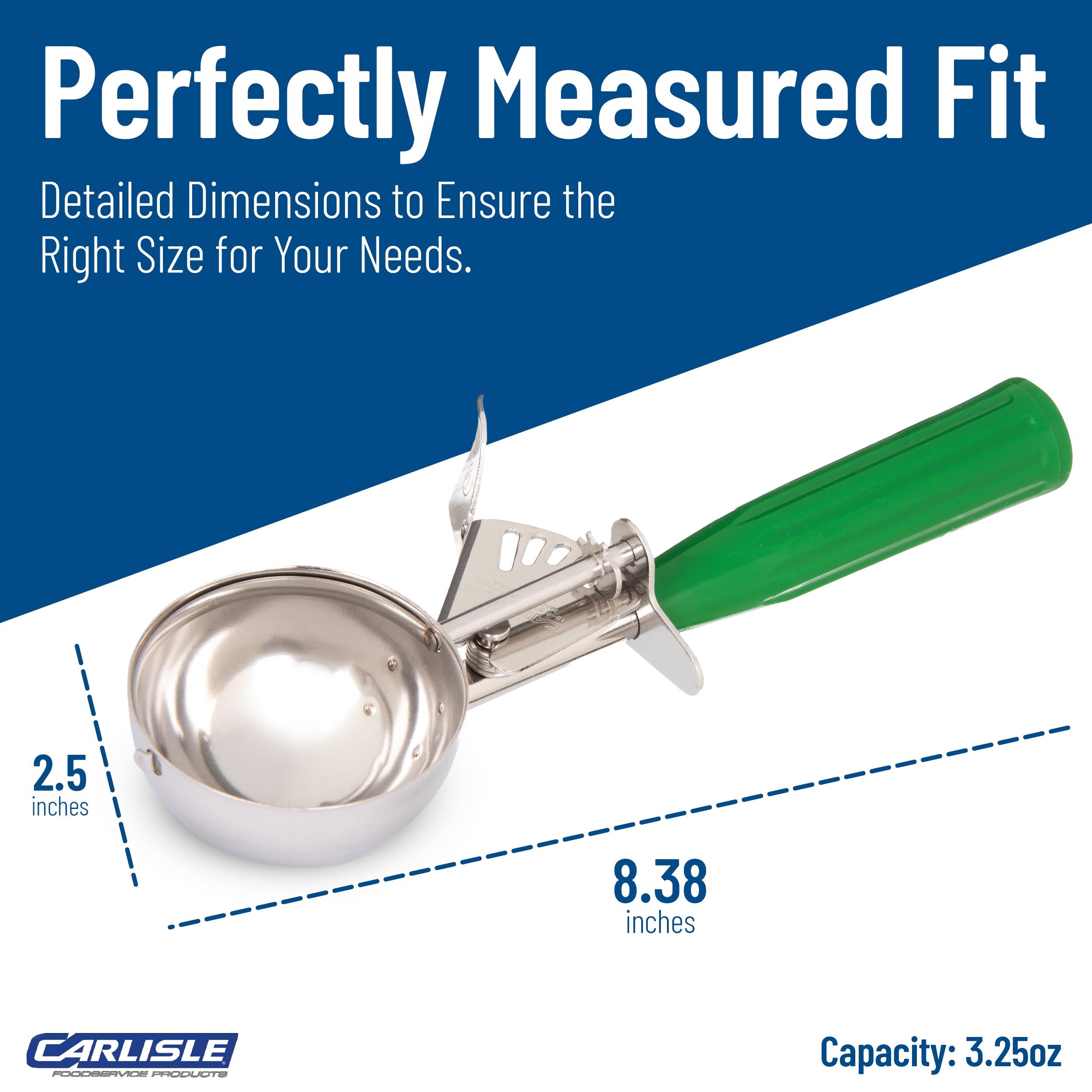 Carlisle 60300-12 Lot de 12 cuillères en acier inoxydable avec contrôle des portions Vert 93,6 g