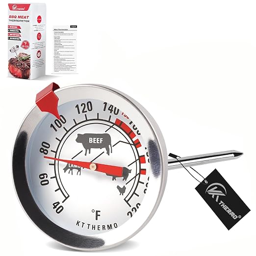 Meat Thermometer for Oven, Analog Leave-in with Adjustable Red Target
