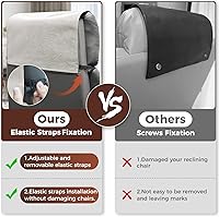 Vista 5 de Funda para reposacabezas para silla reclinable, protector para reposacabezas de piel sintética con correas elásticas, fundas para reposacabezas