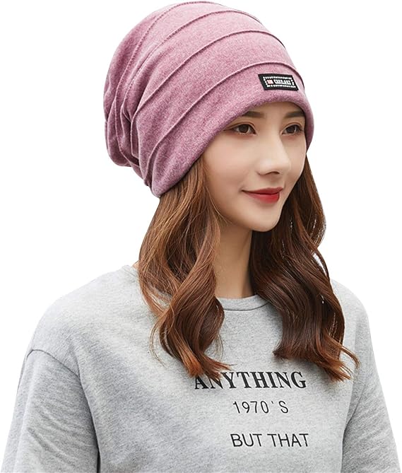 Amazon Wonderbabe ニット帽 レディース 春のニット帽 メンズ 綿 室内帽子 春夏秋冬 無地 カジュアル 通気性 防寒防風 脱毛対策 肌触りが良い ストライプ柄 バイク帽子 男女兼用 母の日 プレゼント ピンク ニット 通販