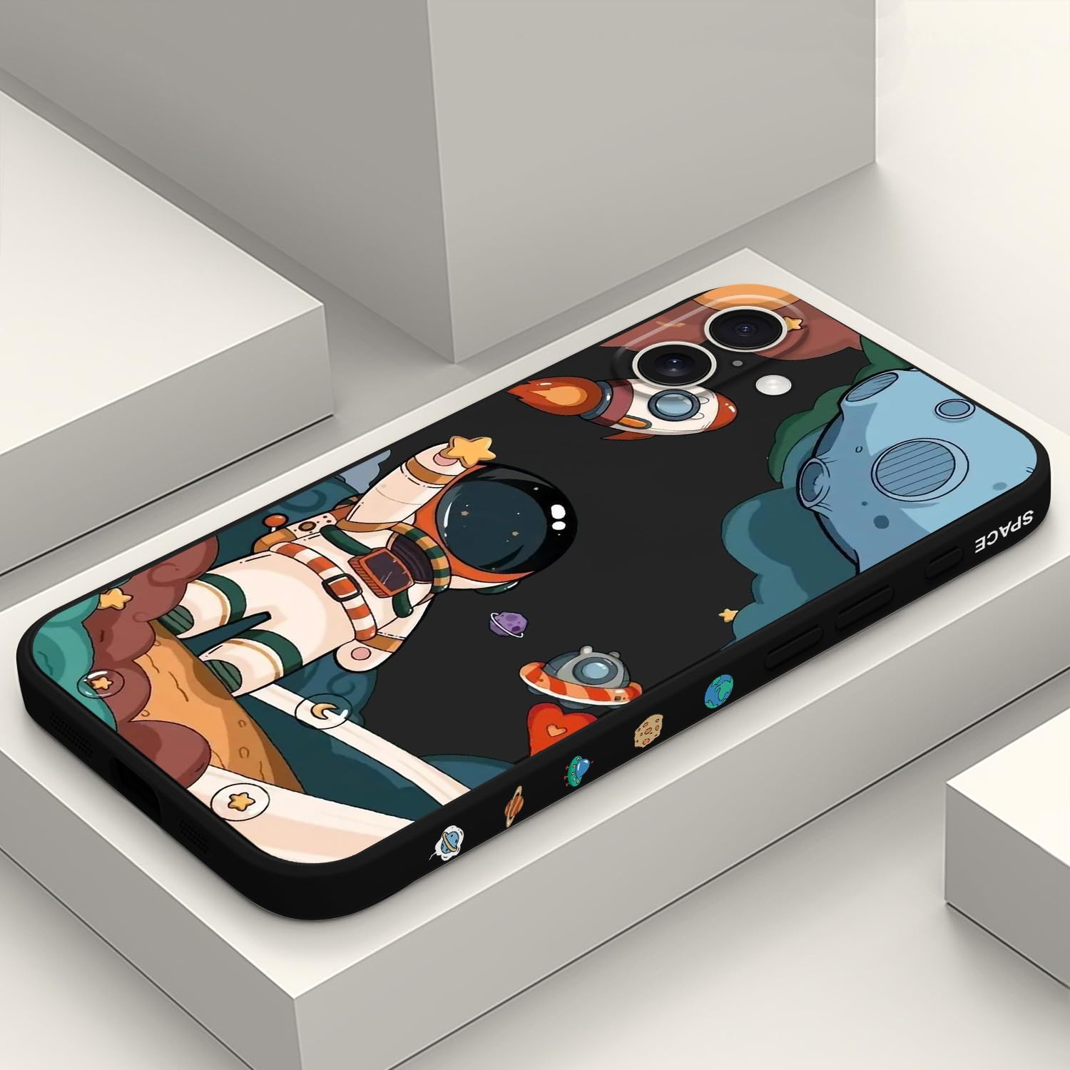 IPhone 16E Hülle – Slim Silikon-Case Mit Astronaut-Muster, Kratzfest & Griffig