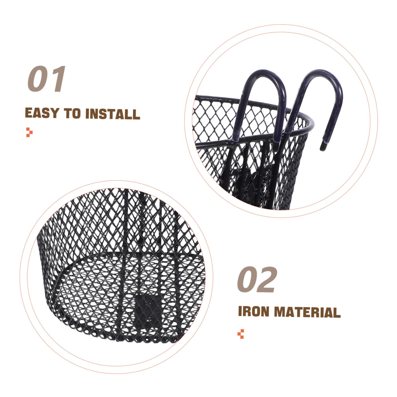 UPKOCH Cesta de Bicicleta Gancho de Hierro Negra Desmontable
