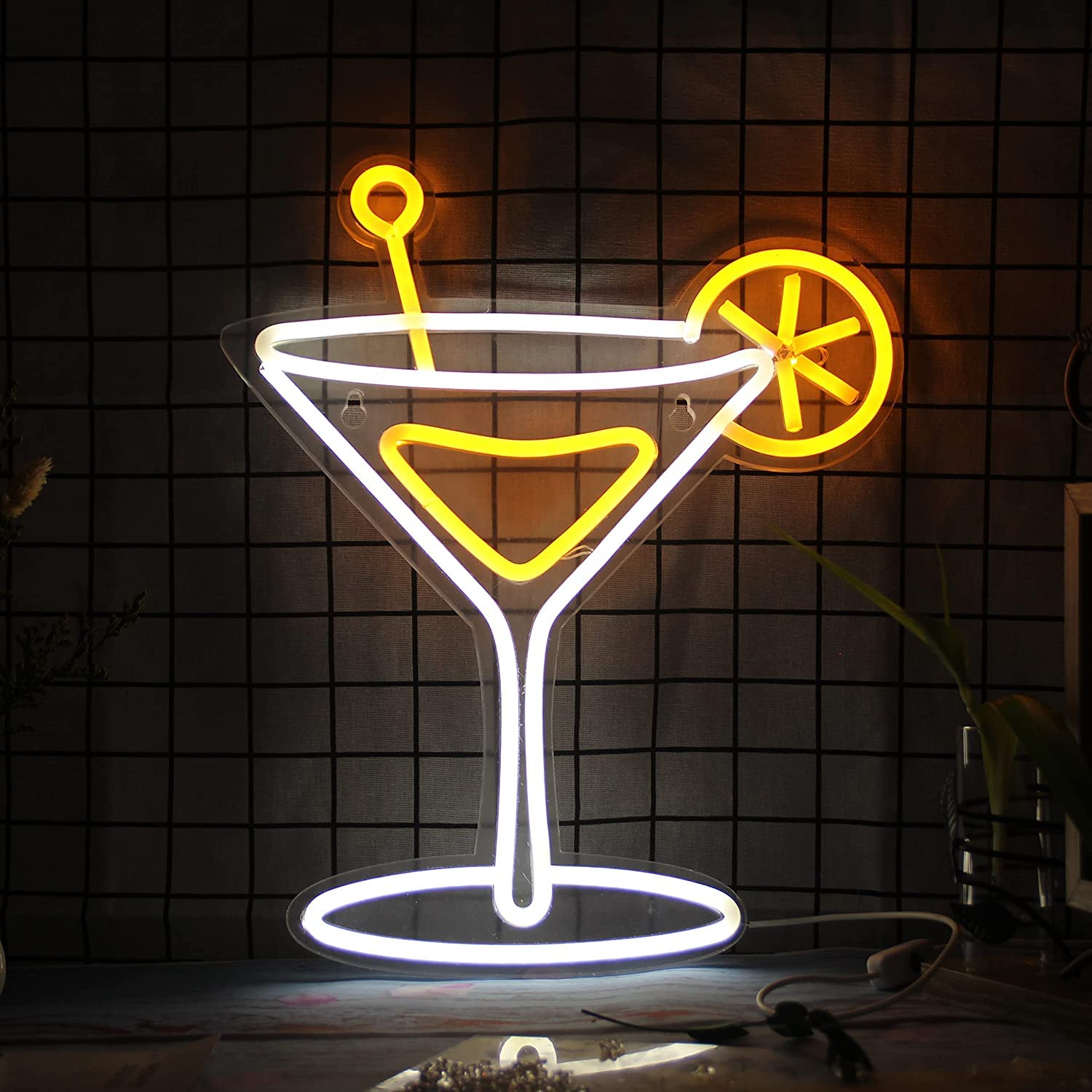 Amazon.co.jp: カクテルグラス LED ネオンライト サイン USB アクリル 