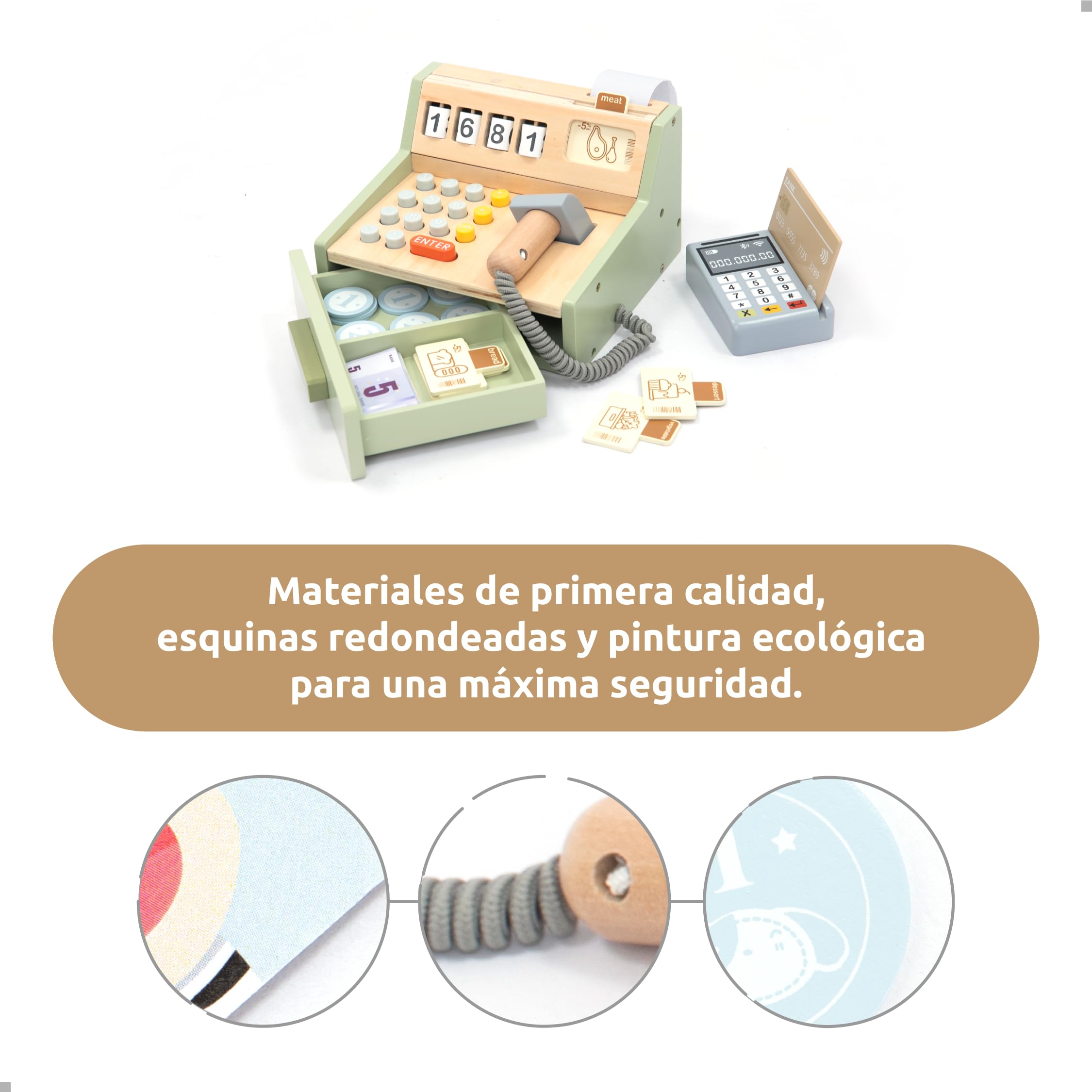 UMU® Caja de madera para niños, juego de rol de tienda de 35 piezas