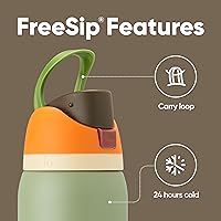 Vista 4 de Botella de agua aislada de acero inoxidable con pajita Owala FreeSip, botella de agua deportiva sin BPA, excelente para viajes, 32 oz, Camo Cool