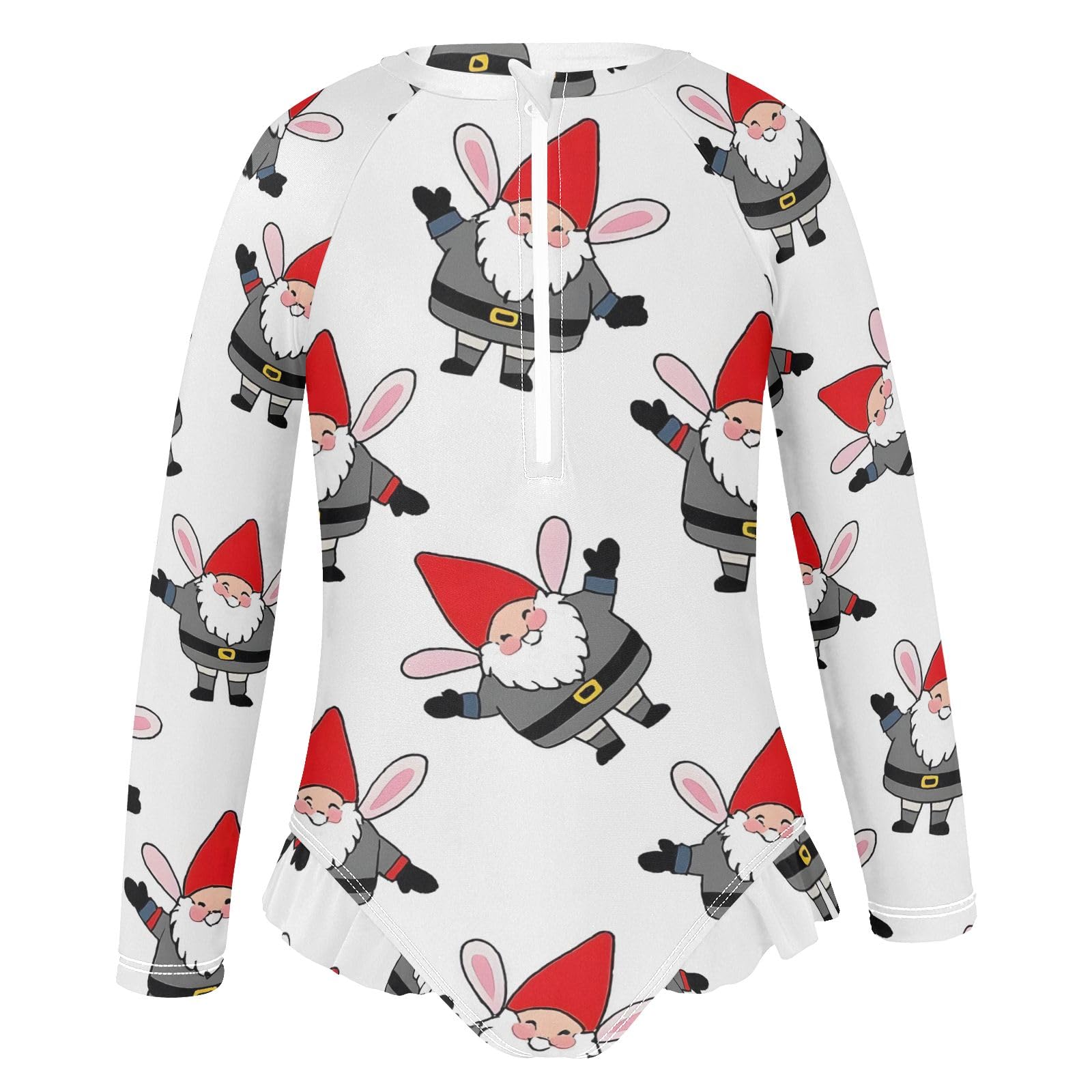 ALAZA Swimsuit for Girls Long Sleeve Rashguard Bathing Suit Gnomes Red Hat Quick Dry 4T