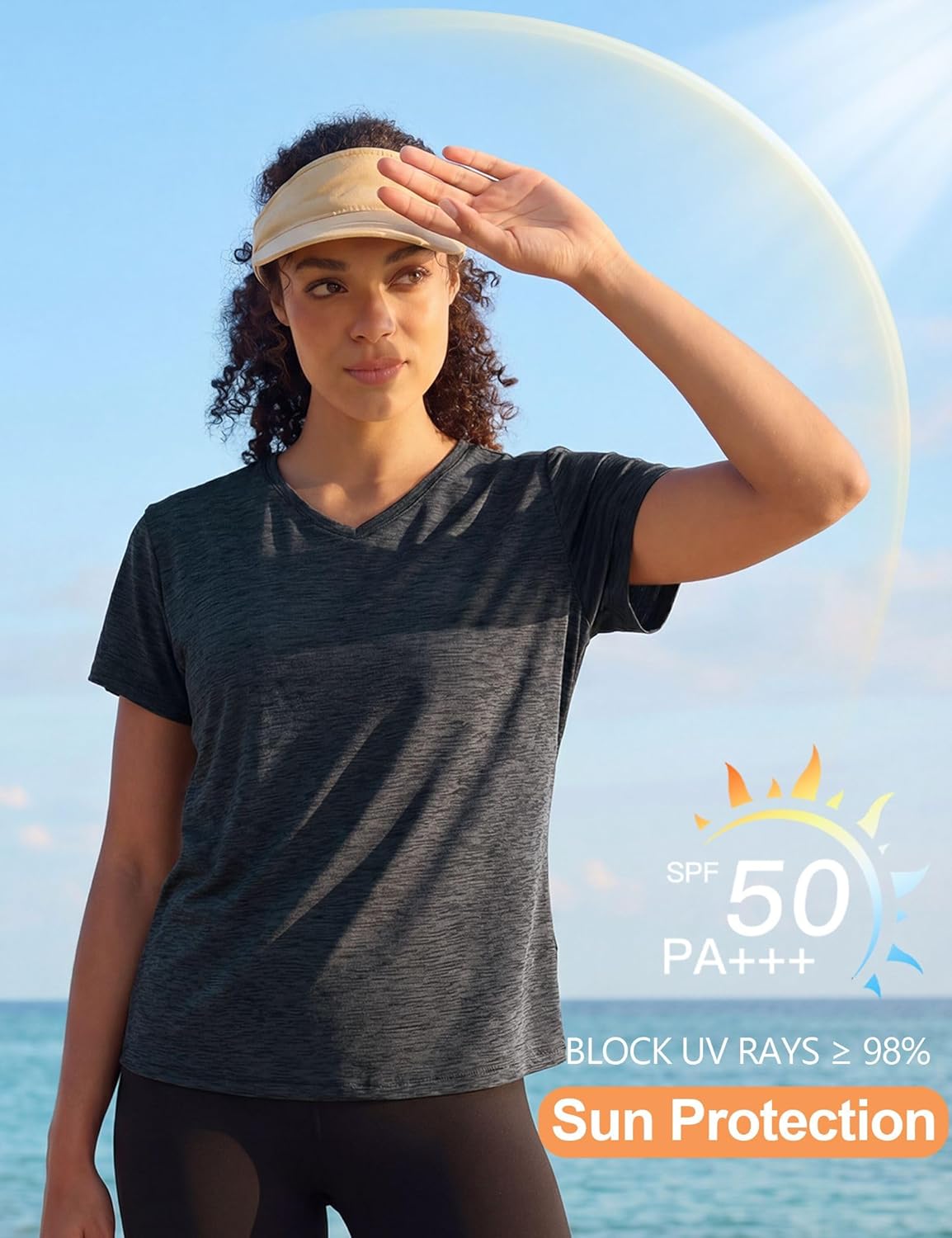 Workout Tops for Women 5 Pack UPF 50+ Quick Dry Short Sleeve V Neck Womens Athletic Tees Yoga T Shirts