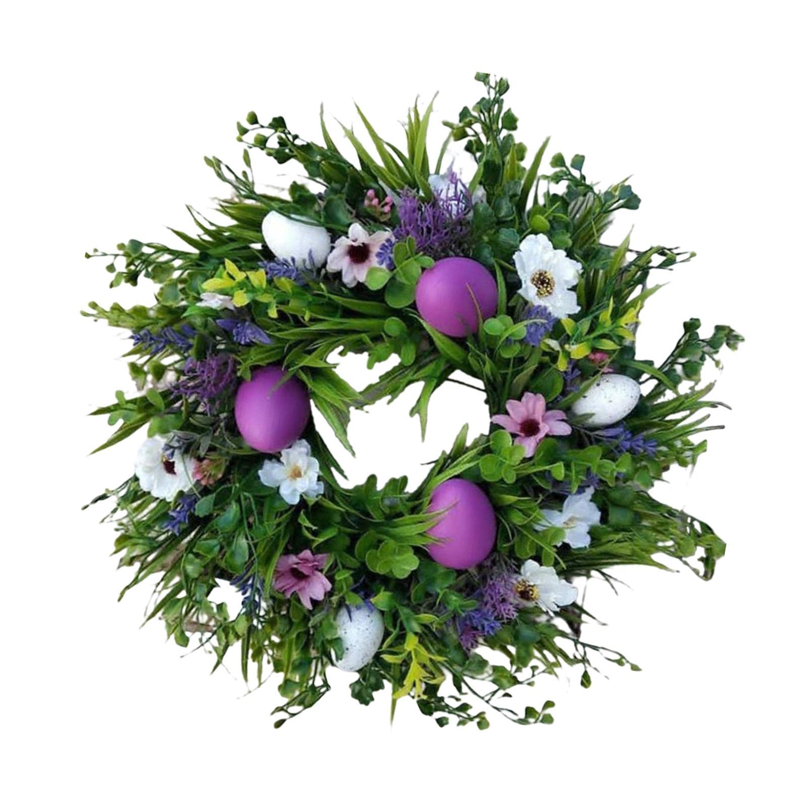 Corona de Pascua con Flores Artificiales Guirnalda de Huevos de Pascua Y Hojas Decorativas Adorno para Puerta O Pared Adecuada para Y Reu, Estilo f, tal como se describe