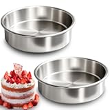 8 Inch Cake Pan Set of 2&comma; Stainless Steel Baking Pan Round Cake Mold for Layered Cakes&comma; No Coating Smash Cake Pans Cake Mold&comma; Mirror Finish Dishwasher Safe Cake Pans Sets for Baking