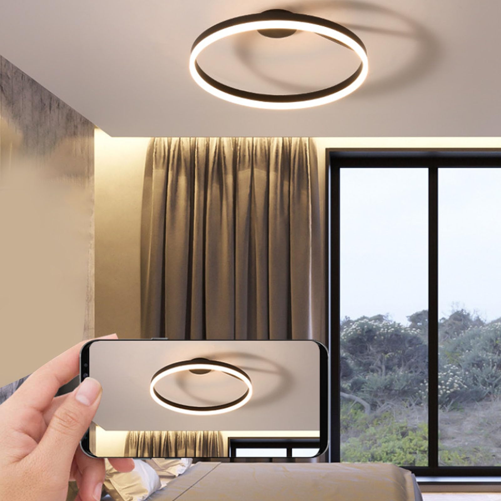 Cryfokt Round LED Ceiling Light High CRI Dimmable Fixture for Living Room