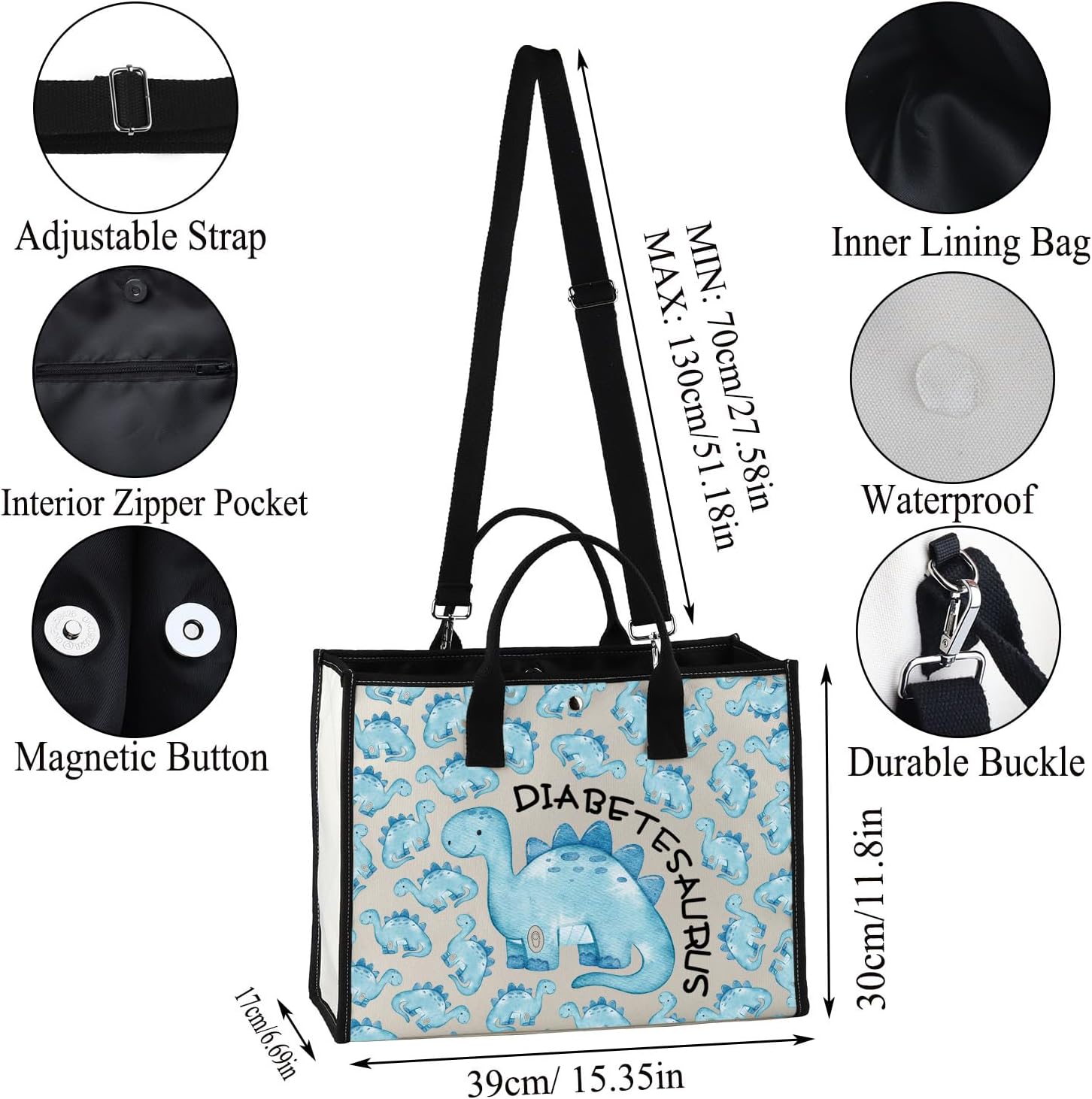 JXGZSO Funny Diabetic Bag Gift Diabetesaurus Diabetic Dinosouar Bag Diabetes Diabetic Supply Case (Diabetesaurus TT)