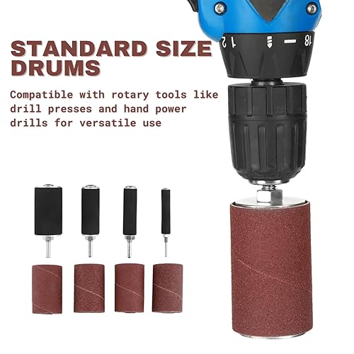 Miniatura 4 de Juego de 20 herramientas de lijadora de tambor de lijado de husillo con estuche, kit completo de lijadora de tambor para lijado preciso, juego de