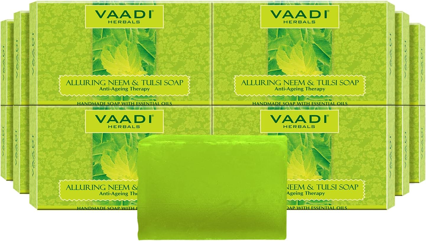 Vaadi Herbals Alluring Neem Tulsi Soap, 75g (Pack of 12)