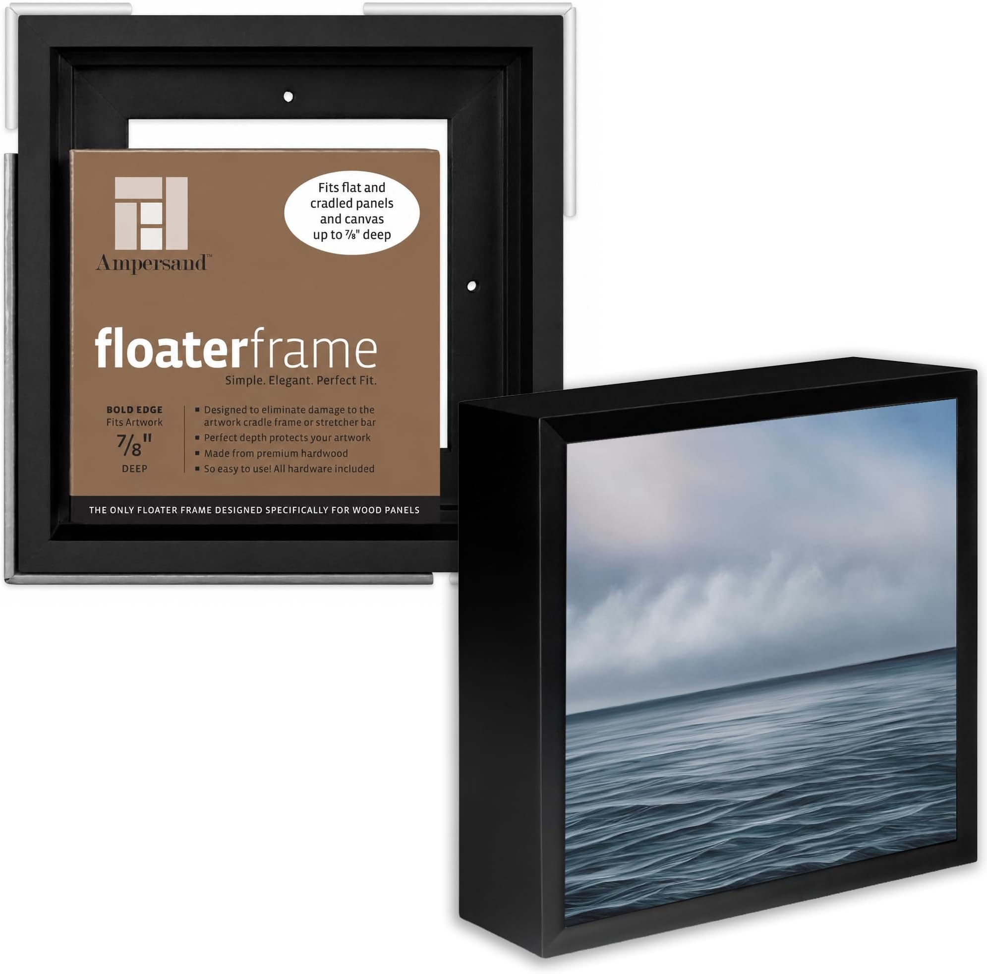 Ampersand Floaterframe | 6x6 | 7/8" Depth | Bold | Black | Solid Wood